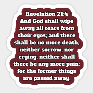 Revelation 21:4 King James Version (KJV) Bible Verse Typography Sticker